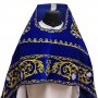 Priest vestment, embroidered on blue velvet, embroidered icon “Pokrov of the Holy Mother of God”, embroidered icons of saints