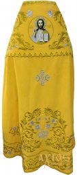 Priest`s vestment, embroidered on a yellow aloba - фото