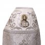 Priest vestment, combined, white brocade, shoulders embroidered on white velvet, embroidered icon of the Savior