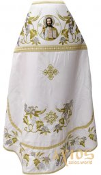 Priest vestments, white gabardine, embroidered icon - фото