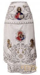 Priest vestments, white velvet, embroidered icon of Savior, icons of Saints - фото