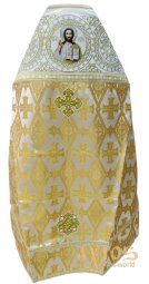 Priest vestments, shoulders embroidered on white velvet, main material - brocade, embroidery "Circles", Cypriot cross - фото