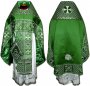 Priestly vestments, embroidered on a dense green satin, with embroidered galloon R69M