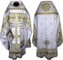 Priestly vestments, embroidered on a thick white satin, with embroidered lace R128M