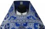 Priestly vestments, blue brocade, "Royal Cross" fabric