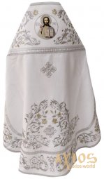 Priest`s vestments, white gabardine, embroidered icon - фото