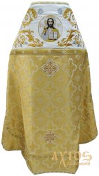 Priestly vestments, combined, white brocade,"sunflower" fabric - фото