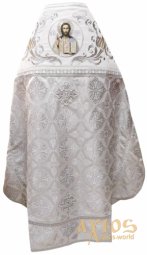 Priestly vestments, combined, white brocade - фото