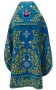 Priest vestment, embroidered on blue velvet, embroidered icon