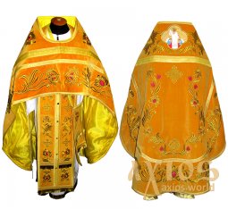 Priest Vestments, Embroidered on Yellow velvet, sewn galloon R042m (n) - фото