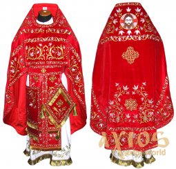 Priest  Vestments, Embroidered on Red Velvet, Embroidered Gallon, R046m (v) - фото
