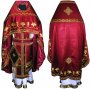 Priest Vestments, Embroidered on burgundy satin with embroidered gallon R066m (V)