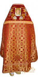 Priest Vestment, Shoulders Embroidered on Velvet (grapes), the Main Fabric is Red Brocade. - фото